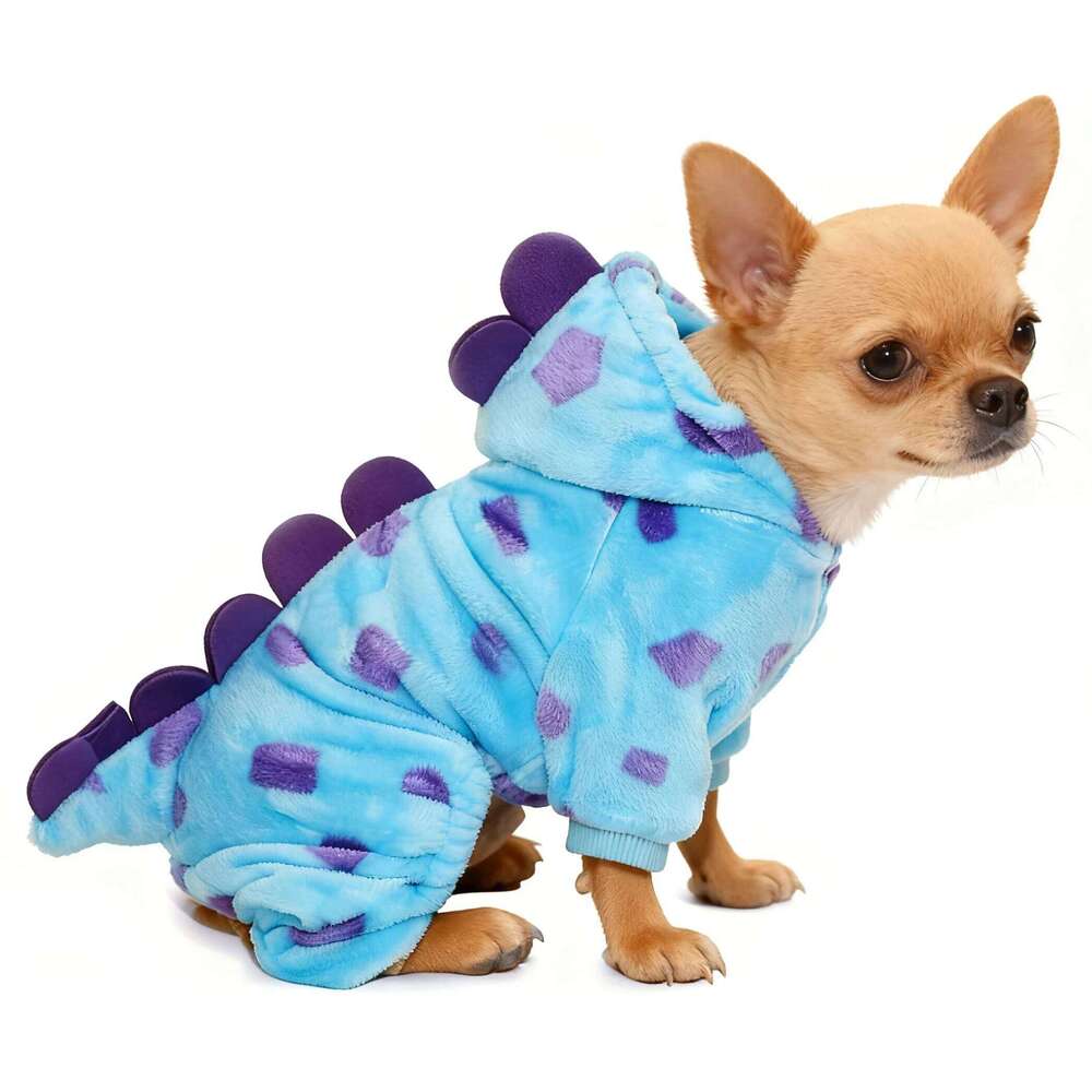 Winter Pajamas Onesie Dinosaur Costume Small Dogs and Cats, Dog Hoodies Cold Weather Jumpsuit for Christmas Halloween XJ251225
