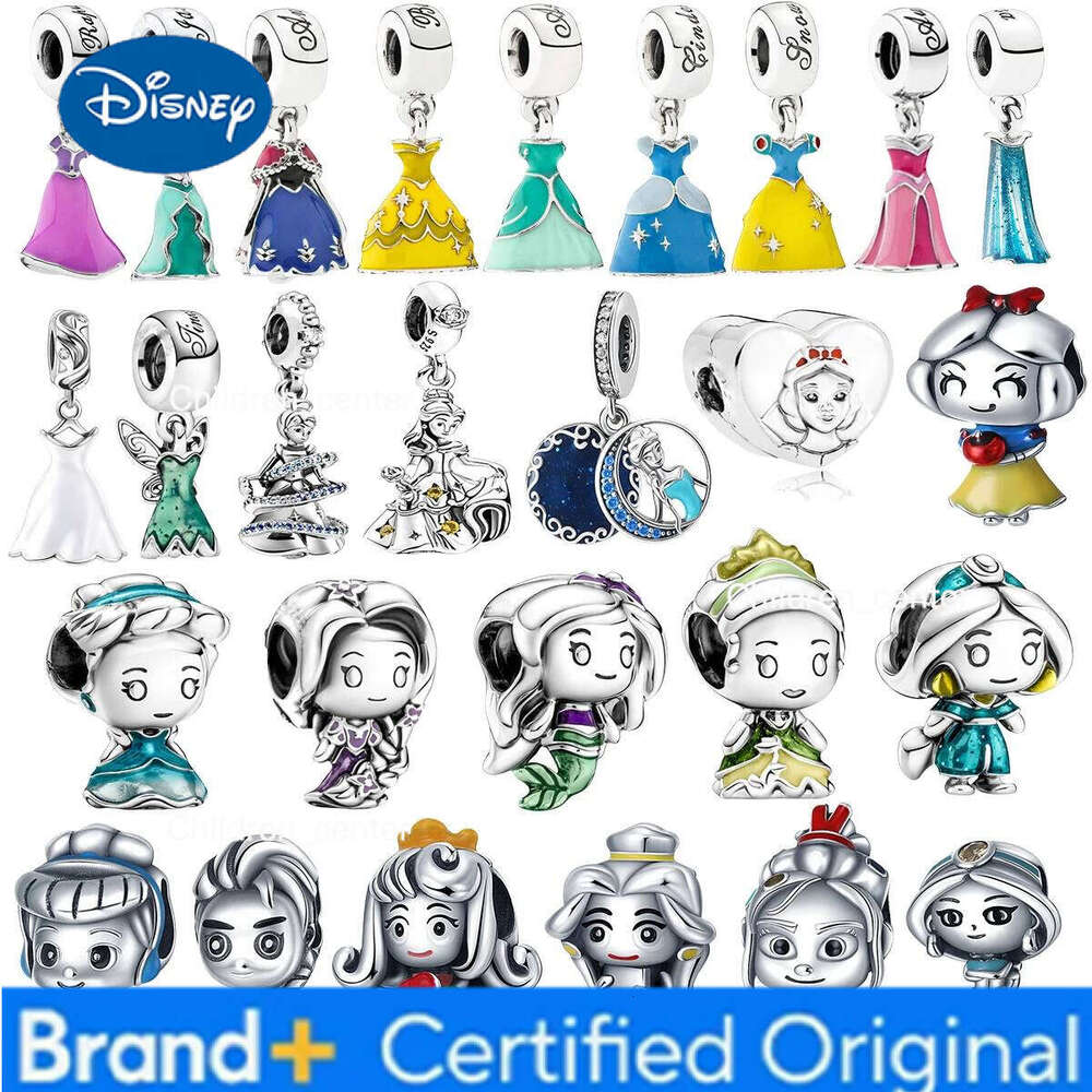 Disney Miniso 925 Sterling Silver Princess Dress Diy Charm Pendant Fit For original Bracelet Necklace DIY Girl Jewelry Gift H260108