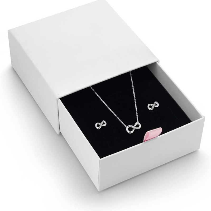 S925 silver bowknot designer earrings necklace jewelry set for women girls crystal blue square eight number earring ear rings necklace with retail box