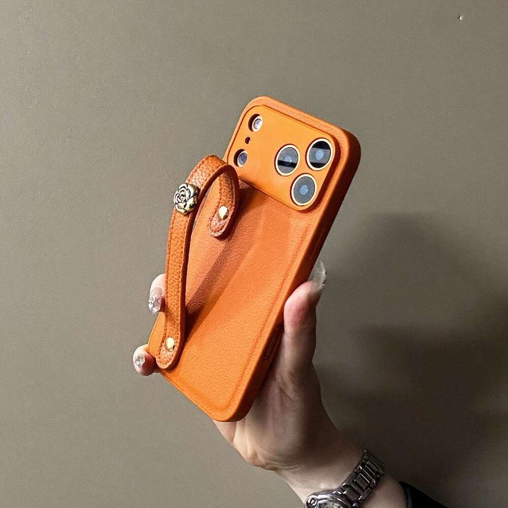 Phone Case For iPhone 17 Pro Max Orange Camellia Wristband Compatible with Apple iPhone Case New High-end Feel 16 Simple Design