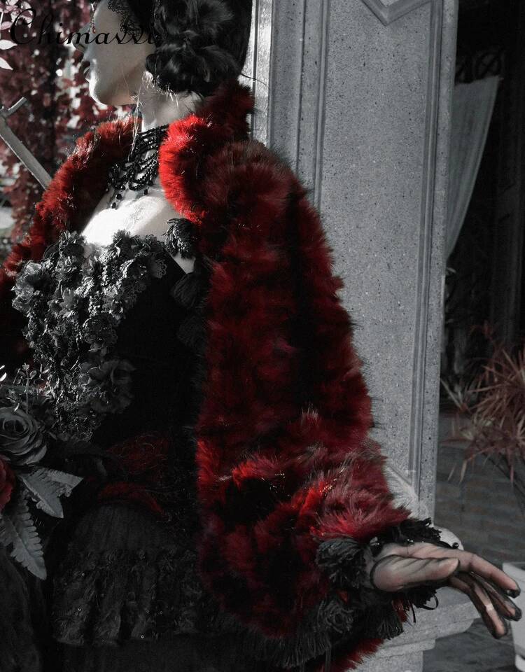 Bestseller Gothic Halloween Warm Fur Cape Autumn and Winter New Punk Style Dark Girl Versatile Cosplay Lolita Cloak Coat for Women ddmytues - view 6