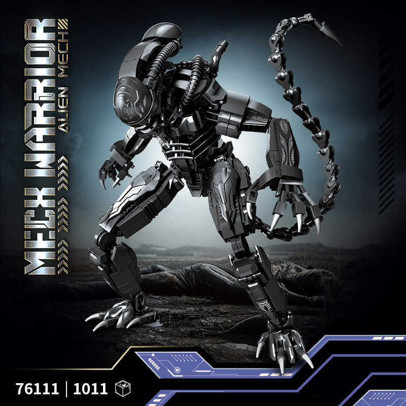 761101 Black Monster Building Block Toy Model Iron-Blooded Alien Warrior Robot Figurine for Boys H260108