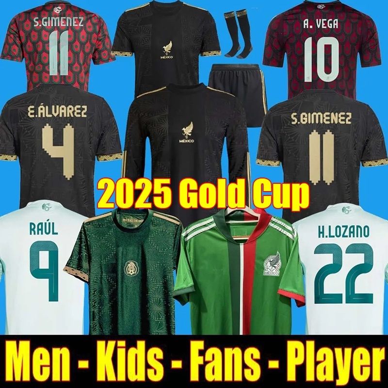 2025 Mexico Gold Cup Kit Mexican Soccer Jerseys H.LOZANO GIMENEZ CHICHARITO 24 25 Fans Player Version Mexiko Kids Sets Football Shirt Uniform