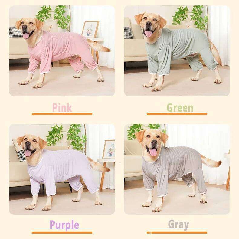 Summer Cooling Ice-Silk Dog Pajamas Onesies Soft Lightweight Clothes All-in-one Pet Jumpsuit for Medium Large Dogs XJ251225