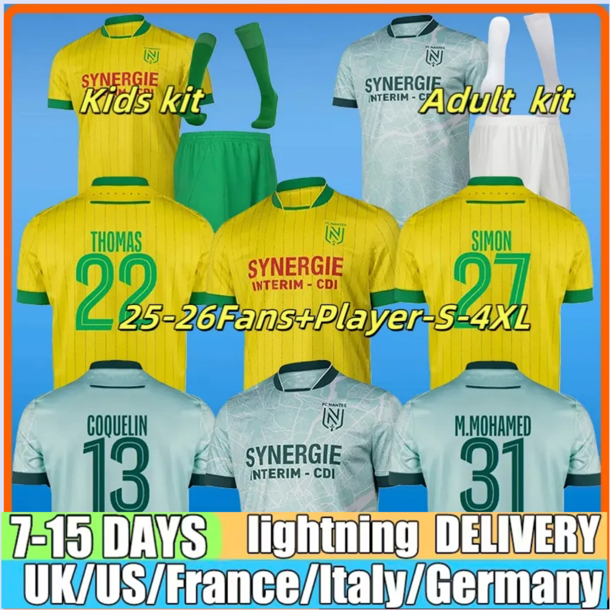 Nantes 25 26 Maillots FC Nantes soccer jerseys Nantesfor LEROUX COQUELIN AMIAN COZZA LEPENANT THOMA GUIRASSY ABLINE uniform men's and children's set football shirt