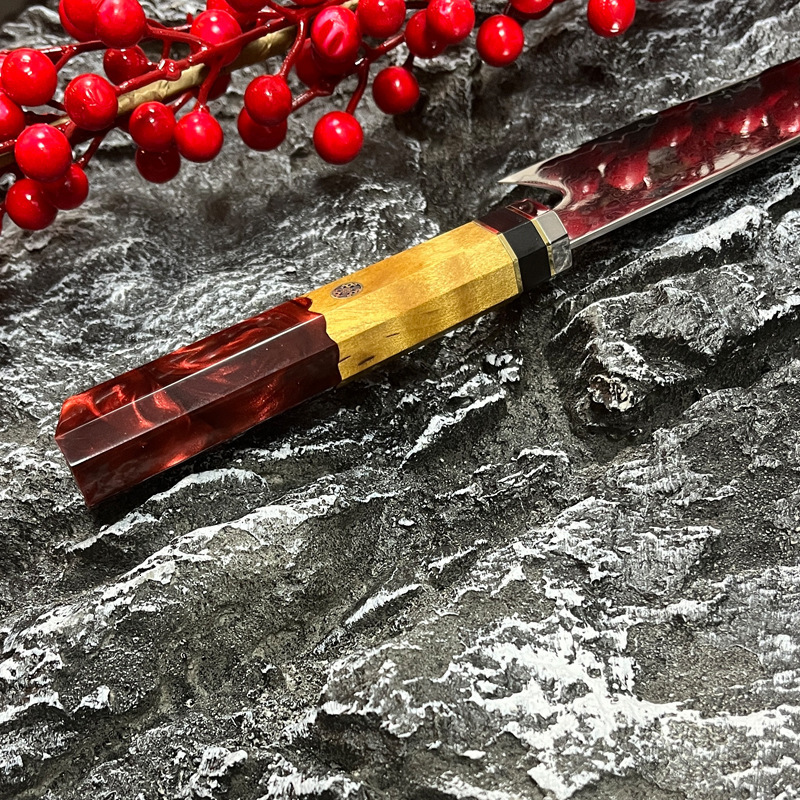 8-inch Japanese knife 45 layer Damascus steel colored wooden handle kitchen knife meat/vegetable cutter/multi-purpose knife 241224