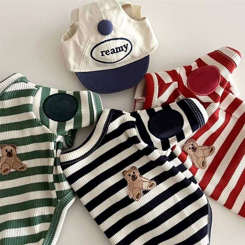 Pet Spring and Autumn Stripe Bottom Shirt Dog Thin Teddy T-shirt Yorkshire Cat Top Puppy Clothes for Small Dogs XJ251225