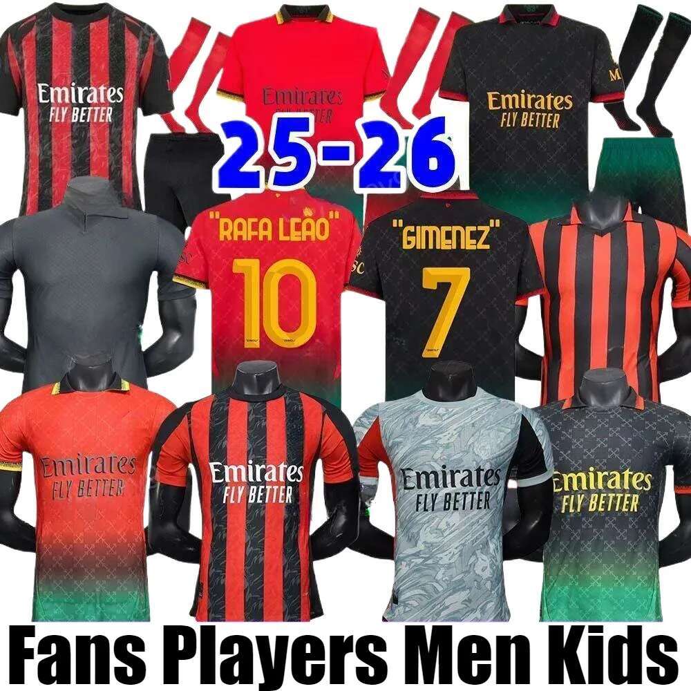 25 26 AC Maglia MilAn GIROUD RAFA LEAO PULISIC 125 2025 2026 Soccer Jersey 24 25 GIMENEZ JOAO FELIX THEO Kid Kit Home Away 3Rd Football Shirts Calcio 3XL 4XL