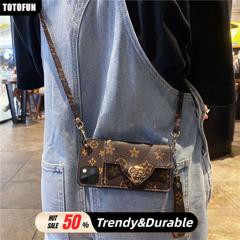 Phone Case For Iphone Presbyopic Card Holder Compatible with Apple 14 Phone Case Trendy Brand iPhone 13 Crossbody 12 Pro Max Lanyard 11 Protective Cov