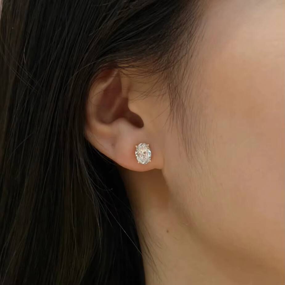 Stars Igi Certified HPHT CVD Vvs1 VS Lab Grown Created Diamond 14k 18k Solid Gold White Gold Push Backs Earrings Studs