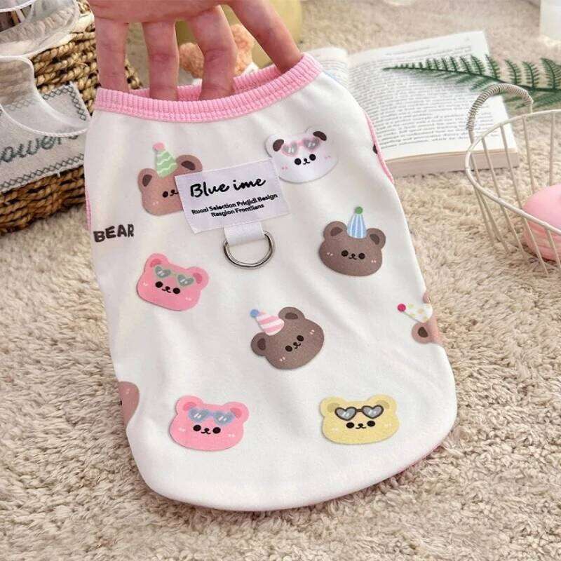 Bear Print Fashion Dog Clothes Summer Thin Puppy Shirt Breathable Cat Vest Pullovers Pet Sweatshirt Chihuahua Costumes XJ251225