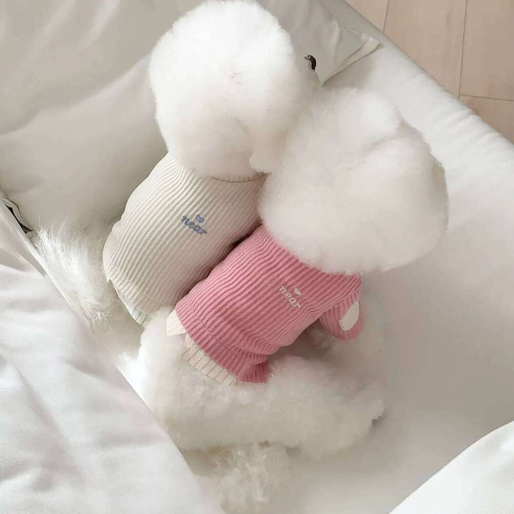 Bichon Frise Knitted Vest Autumn Pet Warmth Clothes Teddy Patchwork Embroidered Faux Two-Piece Bottoming Shirt XJ251225