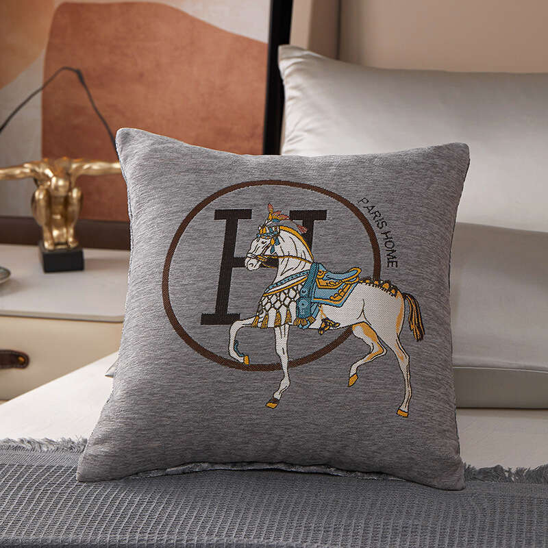 Business Gift Souvenir Chenille Large Horse Waist Pillow 45x45 Size Bedside Cushion