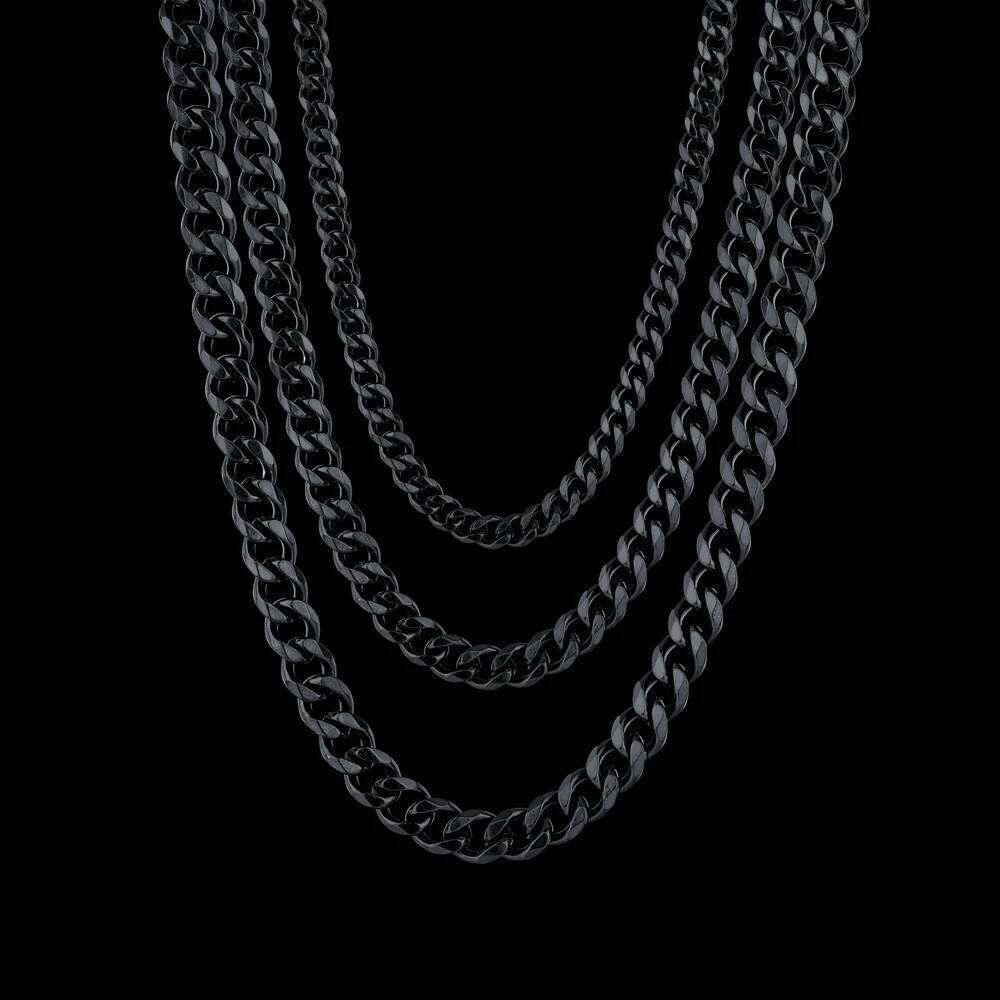 Freeteeme Hip Hop 3/5/7mm Wide Cuban Chains Necklace for Men Stainless Steel Basic Simple Punk Curb Chunky Link Choker Jewelry
