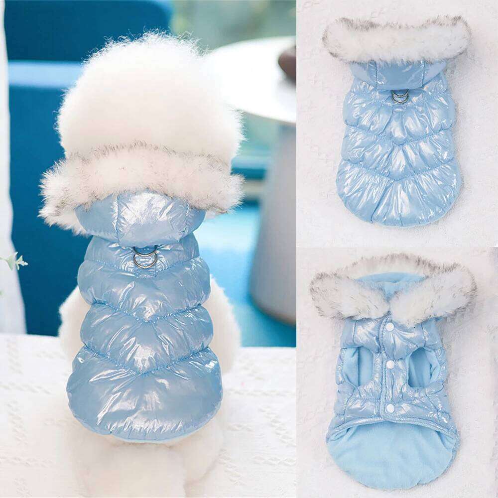 Fashion Winter Dog Down Jacket Warm Fleece Pet Coat for small Dogs Yorkshire Shih Tzu Luxury Fur Collar Puppy Clothes Outfits XJ251225