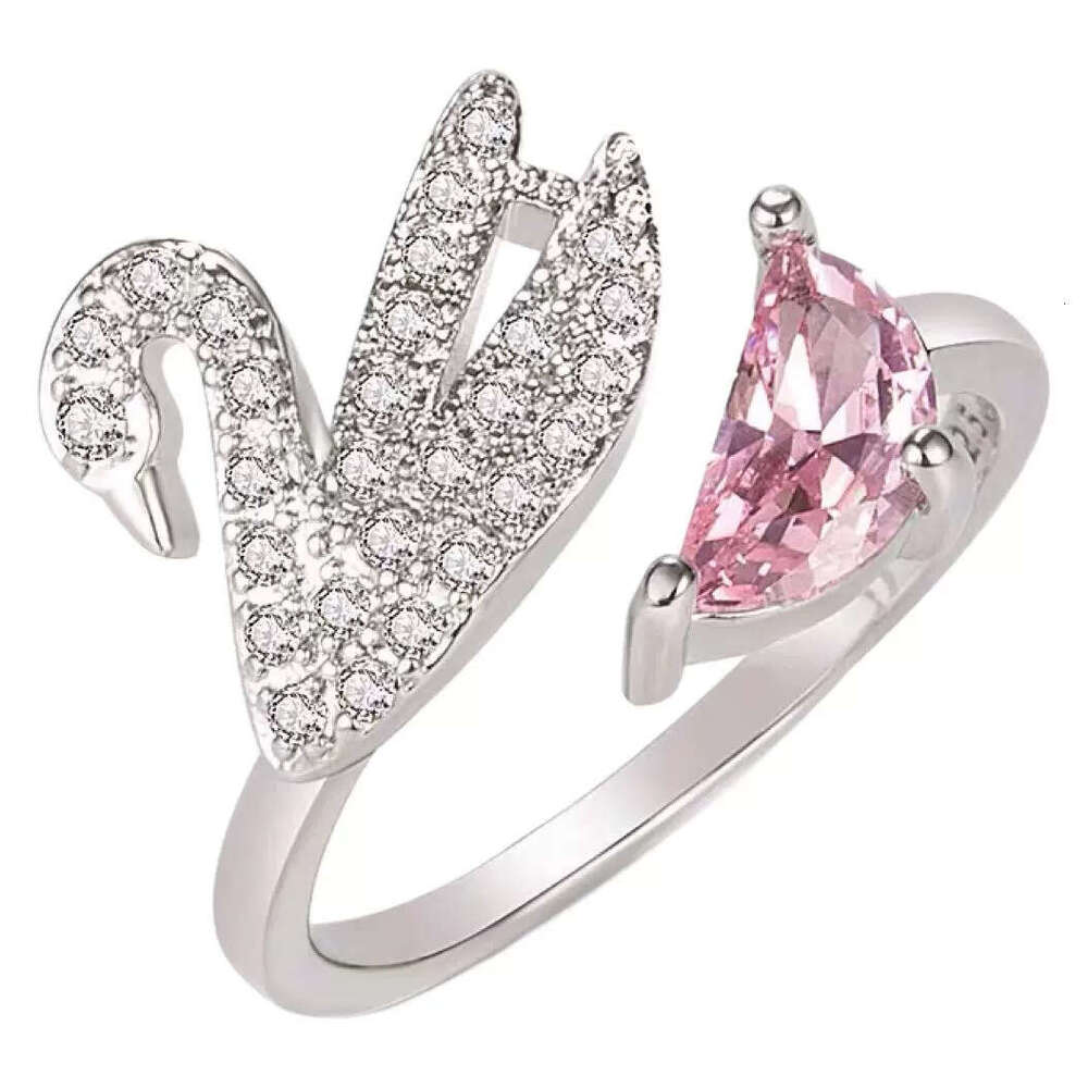 Jewellery Ring Designer Fine Jewellery High Quality Textured Crystal Zircon Rose Gold Silver Swan Open Adjustable Band for Christmas Gift Minimalist S