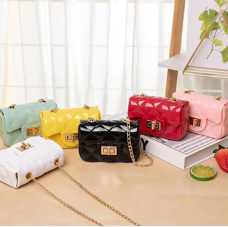 Free Shipping 2026 Jelly Quilted Mini Bag, Clear PVC Chain Strap Purse, Tiny Lipstick Size Crossbody Bag for Women