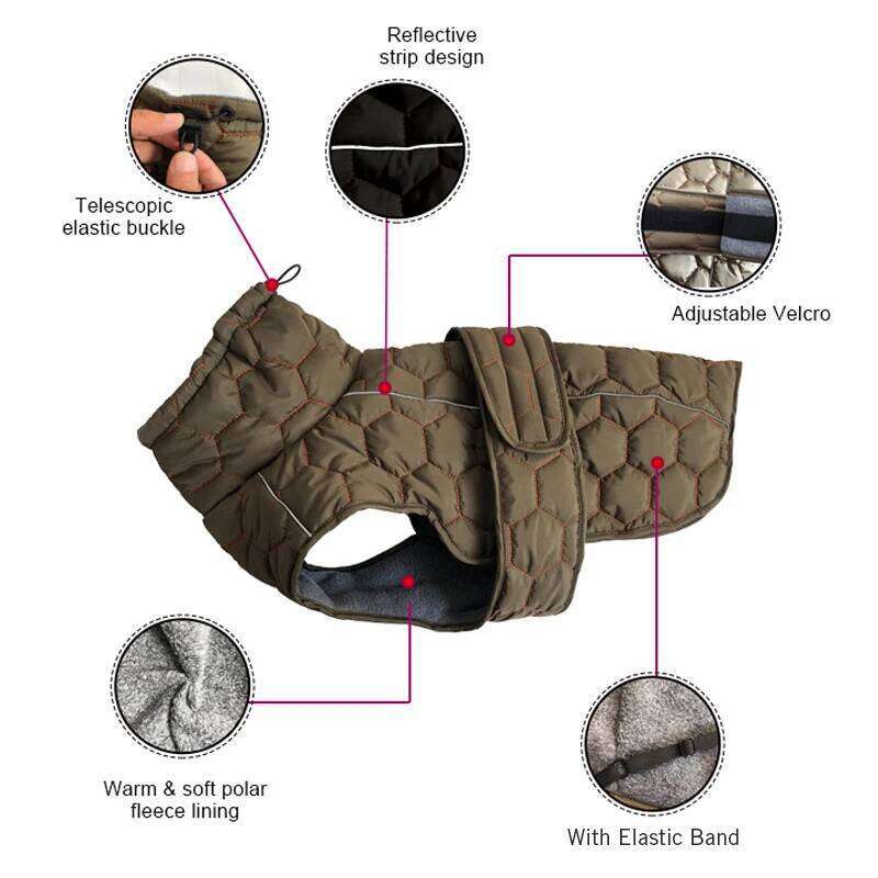 Winter Clothes for Large Dogs Windproof Soft Quilted Warm Jacket Adjustable Reflective Water Repellent Snow Big Dog Coat XJ251225