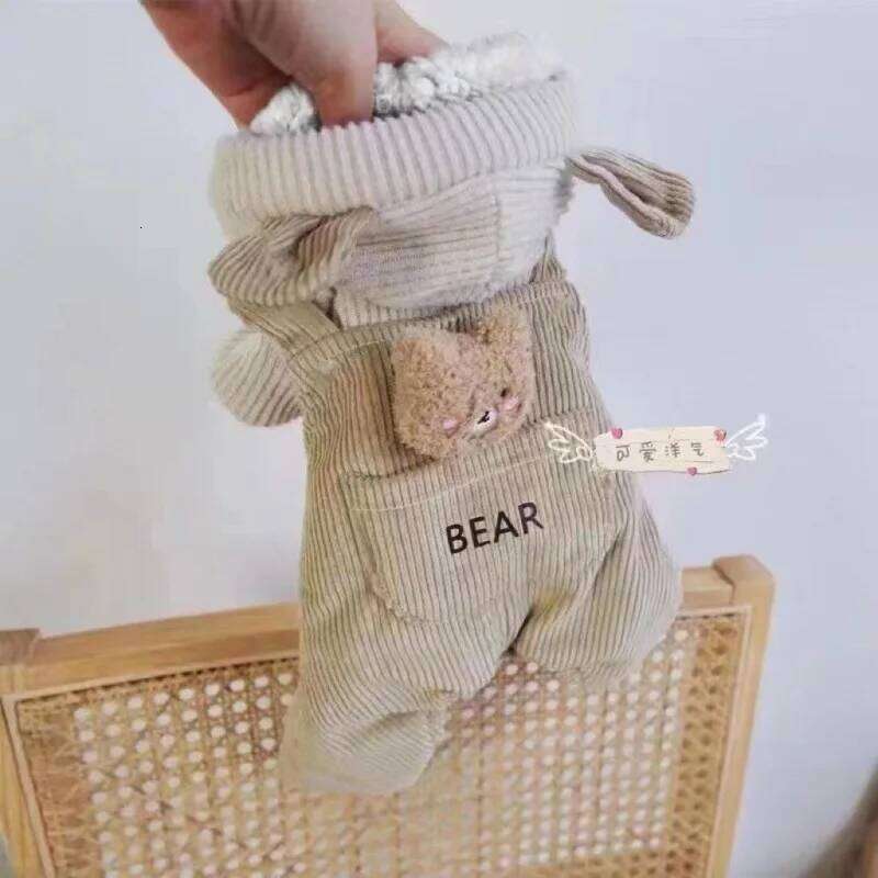 Pet Jumpsuit Small Dog Autumn and Winter Corduroy Teddy Bear Strap Jacket Puppy Clothes Velvet Pants XJ251225