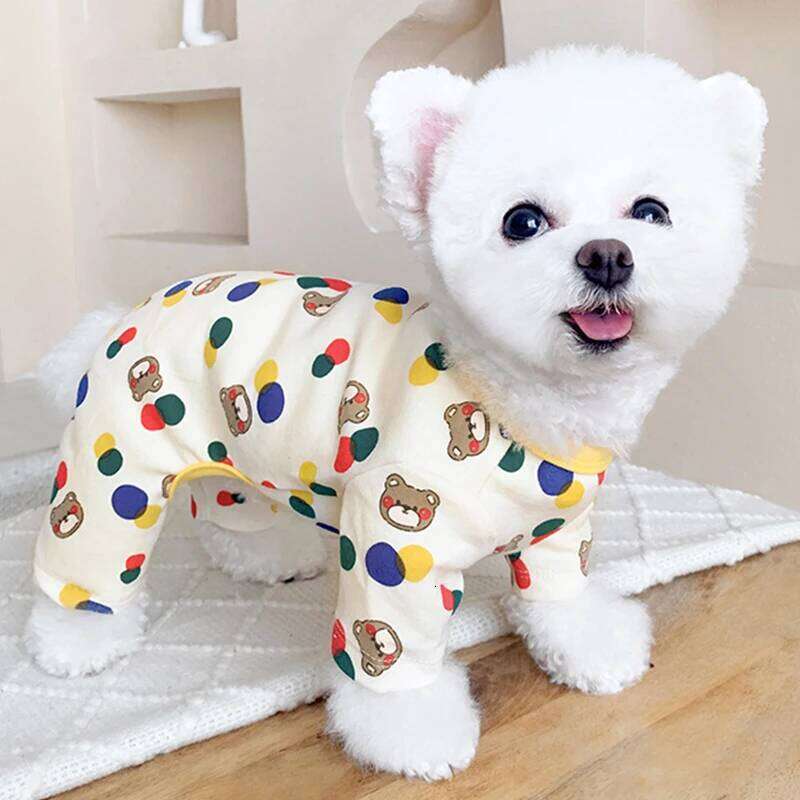 Spring Autumn Thin Clothes for Dogs Pajamas Cute Dot Bear Print Jumpsuit Puppy Coat Chihuahua Bichon Girl Dog Shirts XJ251225