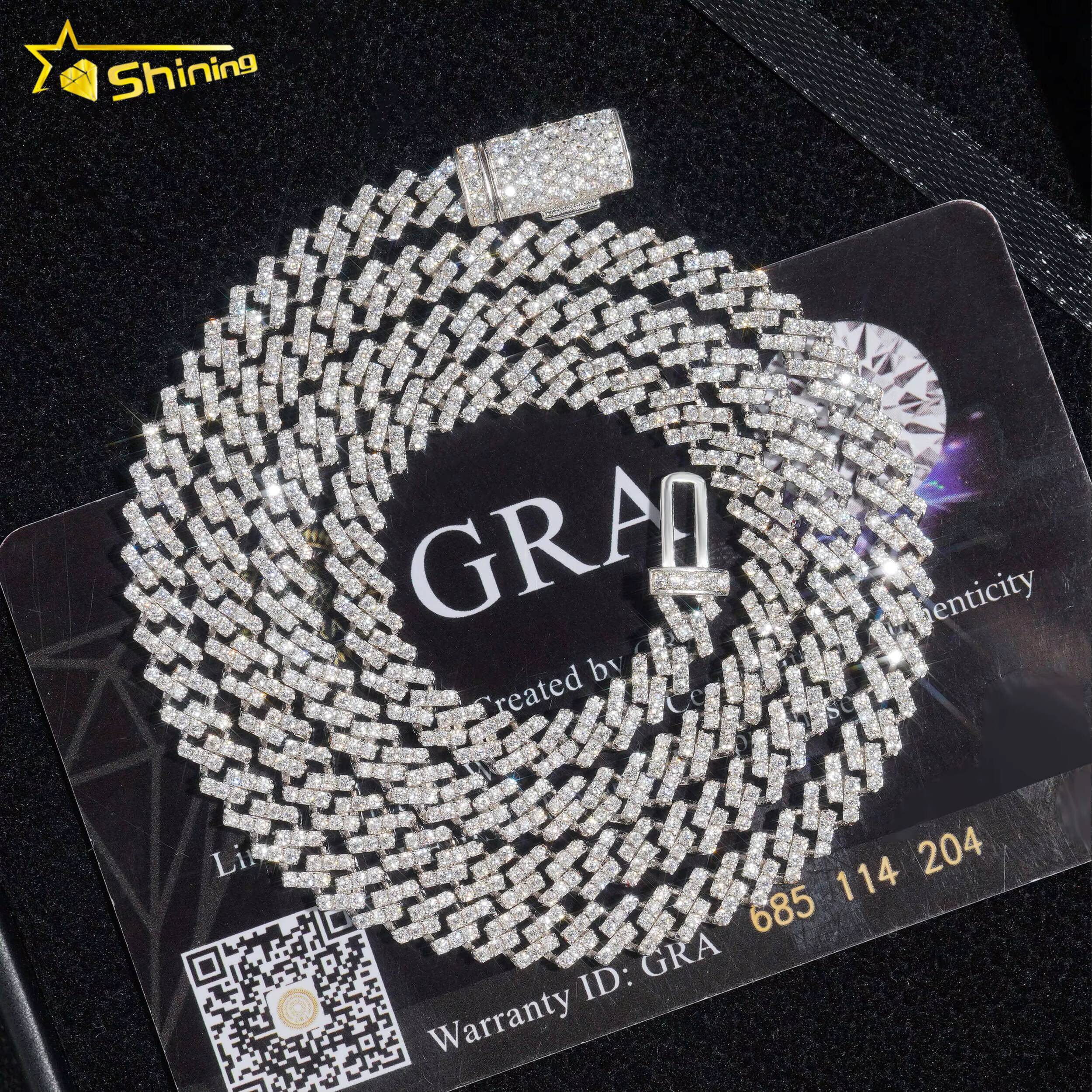 Moissanite Chain 5mm Small Size Iced Out Vvs Moissanite 925 Sterling Silver Cuban Link Chain 18K White Gold Plated Fine Jewelry