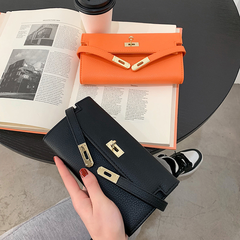 Women's Fashion Long Wallet Crossbody Bag - Grained Leather with Gold Hardware, Multi-Functional Handbag for Phone/Cards 2026 New Arrival