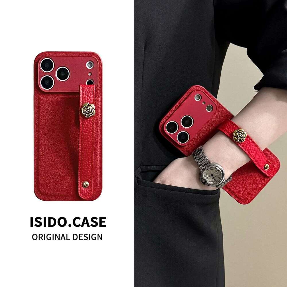 Phone Case For iPhone 17 Pro Max Orange Camellia Wristband Compatible with Apple iPhone Case New High-end Feel 16 Simple Design