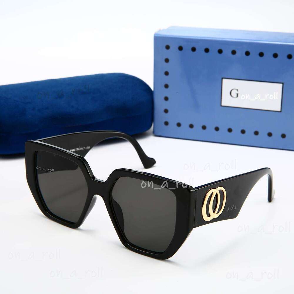 With Box sunglasses for women designer luxury glasses Black Frame Grey Gradient Lenses with Gold Double letter mens sunglasses UV400 protection lunettes de soleil