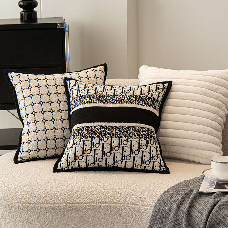 Simple Versatile Light Luxury High-End Feel Nordic Fabric Bed Living Room Sofa Pillow Cover Cushion with Core