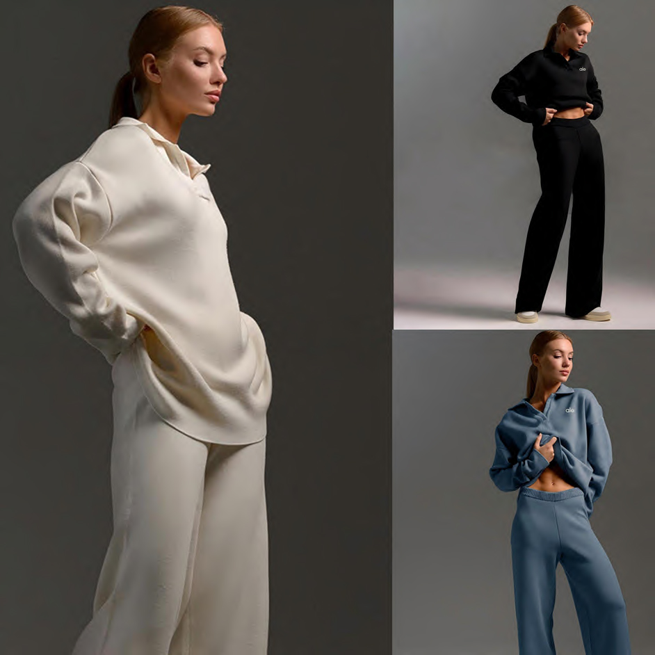 10a Sweater Yoga Outft Suits Autumn Winter Polo Neck Knitted Ullover Wide Leg Pants The new style of the one-piece suit lightweight and comfortable Tracks aleliness.