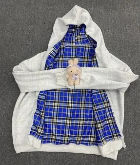 Fall 2025 Fashion Street Doublesided Plaid Long Sleeve Hoodie Y2K Harajuku Hip Hop Simple Korean Loose Retro Zipper Jacket 260107
