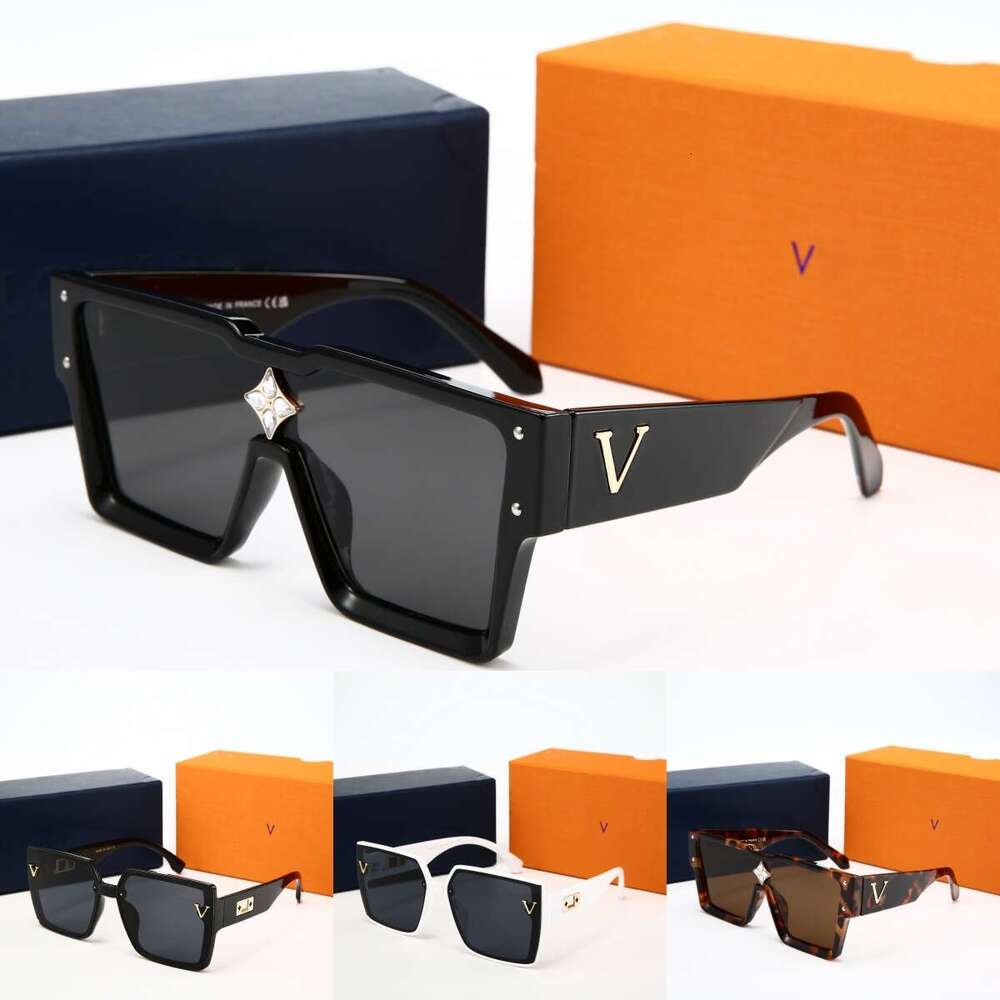 Designer Sunglasses Beige Acetate Monogram Canvas Frame Brown Gradient Gold-Tone Lens Luxury Sunglasses Polished Metal Oversized Square Sunglasses For Women Men