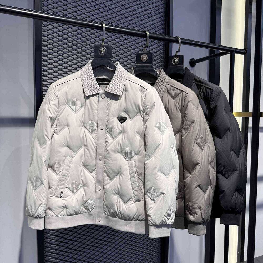 2025 New Men's Turn-Down Collar Down Jacket Autumn Winter Solid Color Versatile Casual Coat Fashion Trend Loose Comfortable