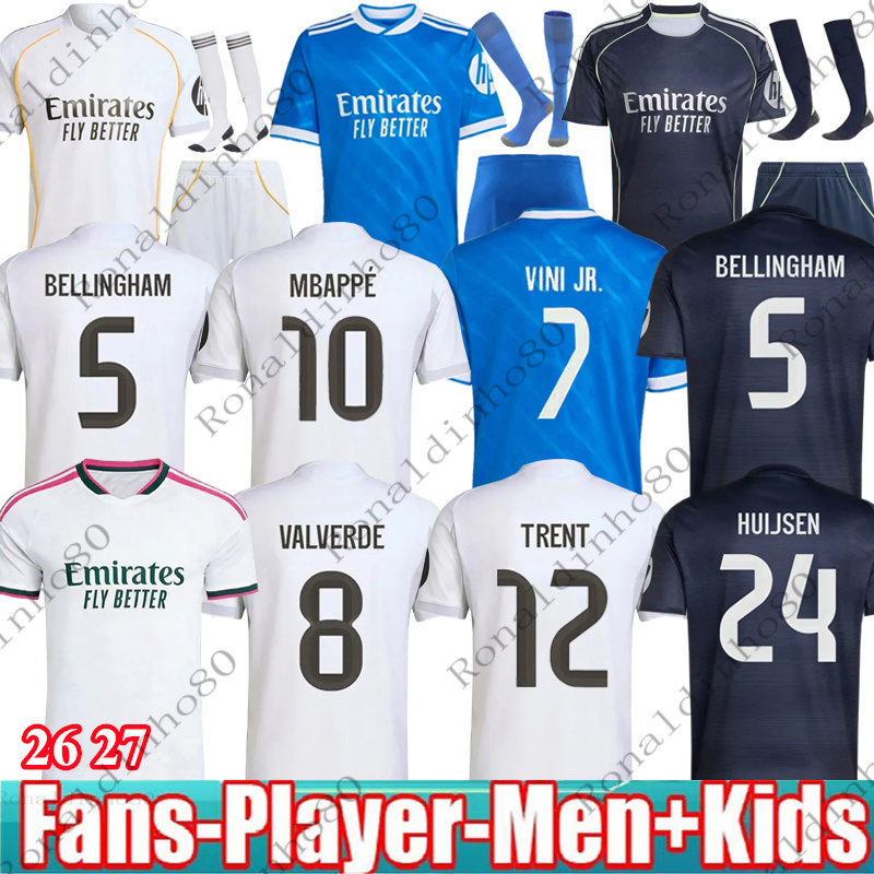 26 27 Real MBAPPE MadridD soccer jerseys 25 26 BELLINGHAM VINI JR ENDRICK RealsMAdriD Home away Fans Player Men Kids Kits BELLINGHAM REAL RONALDO ENDRICK VALVERDE