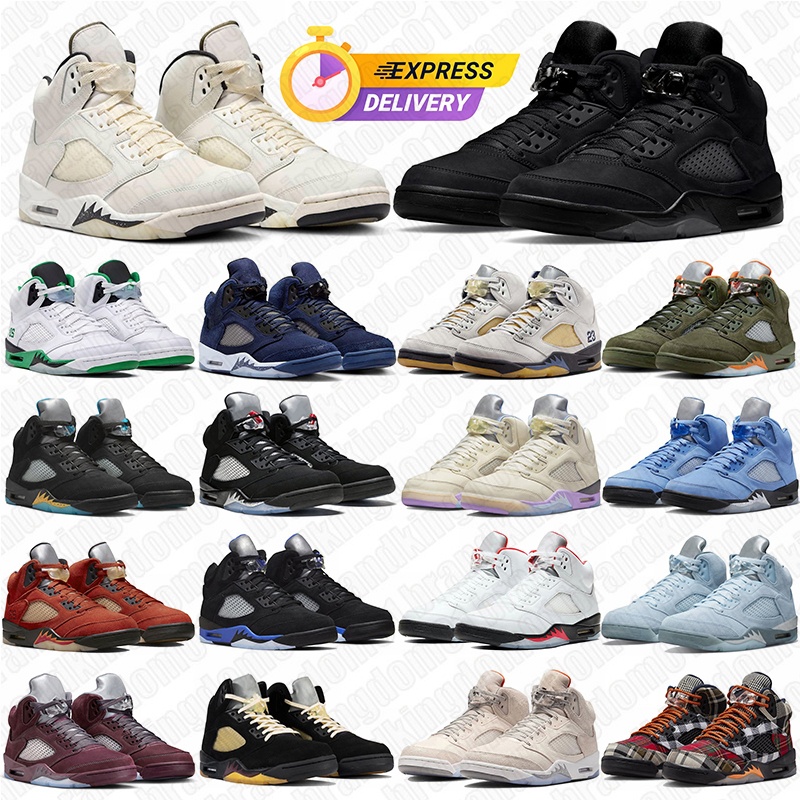 free shipping jump mans 5 5s basketball shoes designer sneakers mens trainers Fire Red Black Cat Racer Blue Metallic UNC Oreo men outdoor sports sneaker 7-13