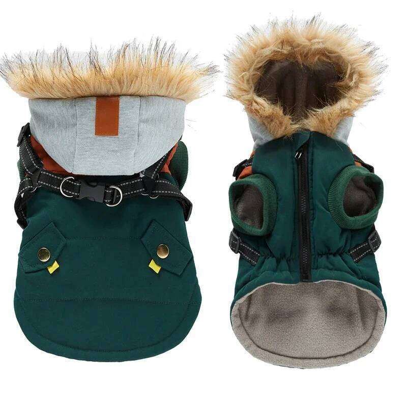 Waterproof Warm Jacket Vest Winter Dog Clothes With Harness French-Bulldog Coat Pet Costume for Small Medium Dogs Chihuahua XJ251225