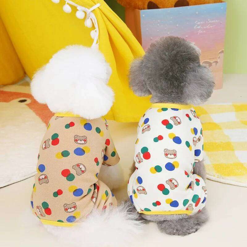 Spring Autumn Thin Clothes for Dogs Pajamas Cute Dot Bear Print Jumpsuit Puppy Coat Chihuahua Bichon Girl Dog Shirts XJ251225