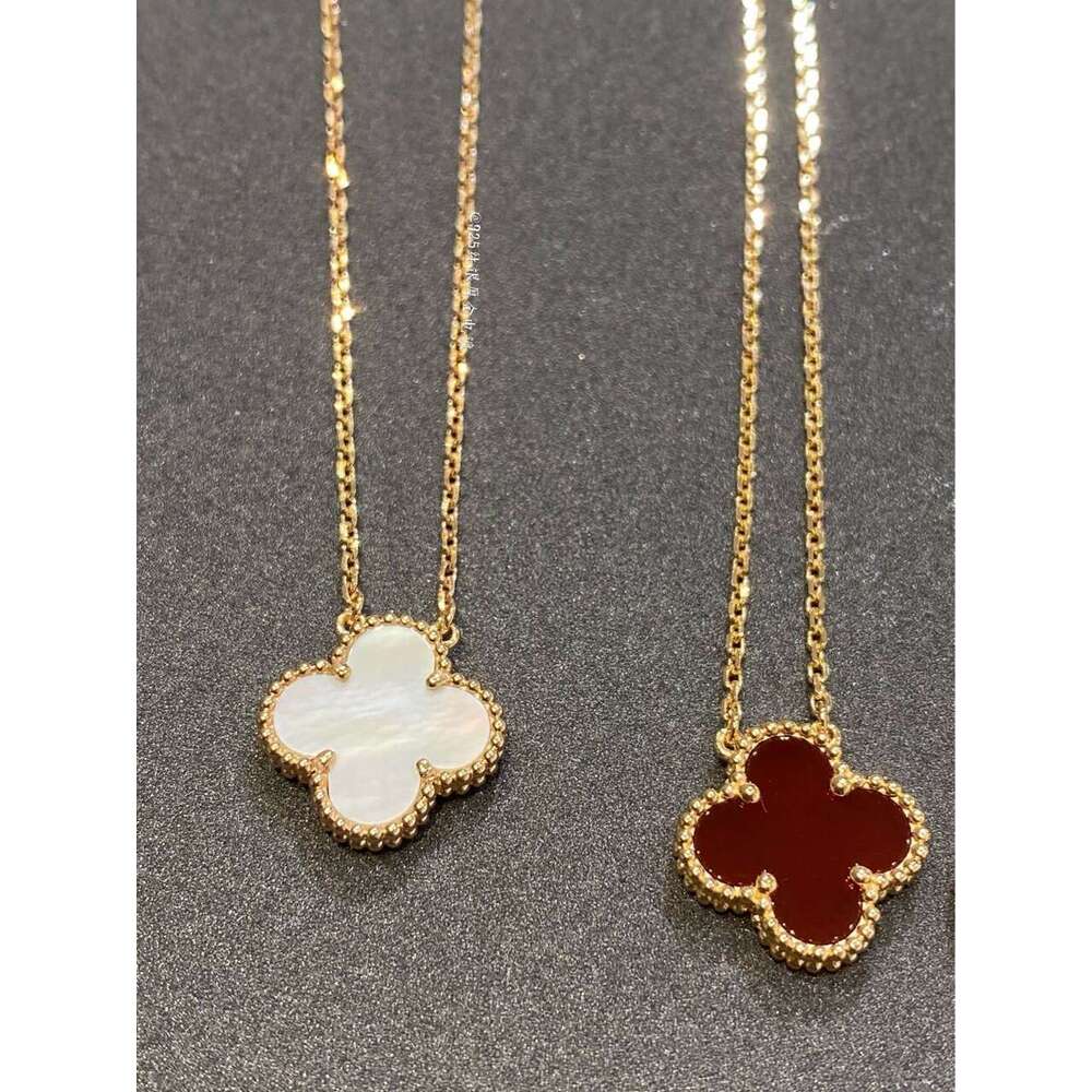Van necklace VC necklace four-leaf clover necklace Fanjia V Gold Lucky Four-Leaf Clover Necklace 925 Silver Plated 18K White Mother-of-Pearl Pendant for Women
