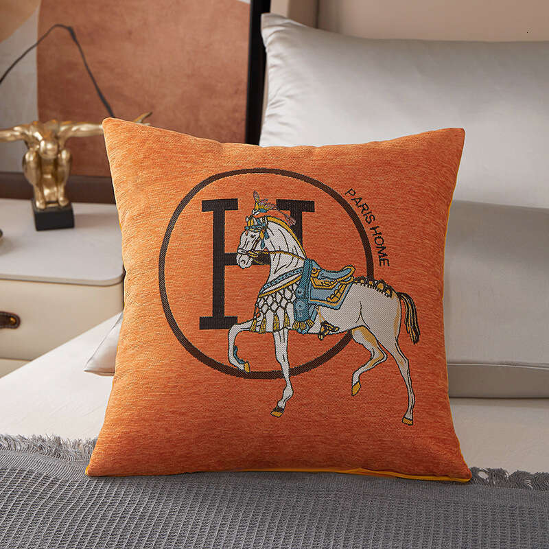 Business Gift Souvenir Chenille Large Horse Waist Pillow 45x45 Size Bedside Cushion