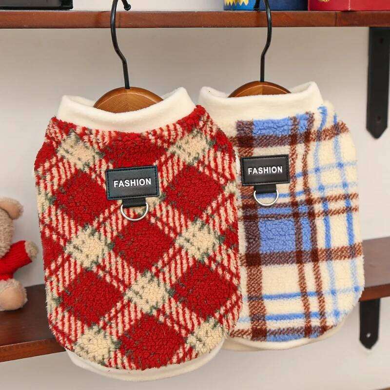 Fashion Fleece Warm Soft Dog Clothes Cute Plaid Puppy Sweater Winter Cat Pullovers Pet Hoodies Poodle Bichon Outfits XJ251225