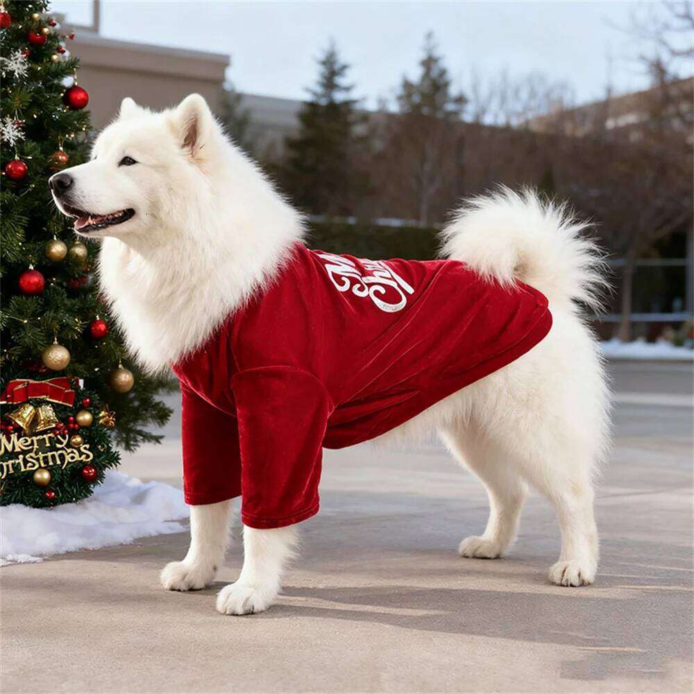 Christmas Style Dog T-shirt for Small Medium Dogs Golden Retriever Samoyed Classic Letter Printed Pet Holiday Clothing XJ251225