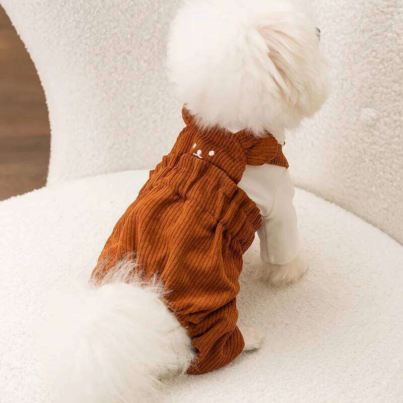 Cute Jumpsuit Solid Suspenders Pet Clothes Autumn Winter Coat Puppy Warm Pajamas Chihuahua Bichon Costume Dog Rompers XJ251225
