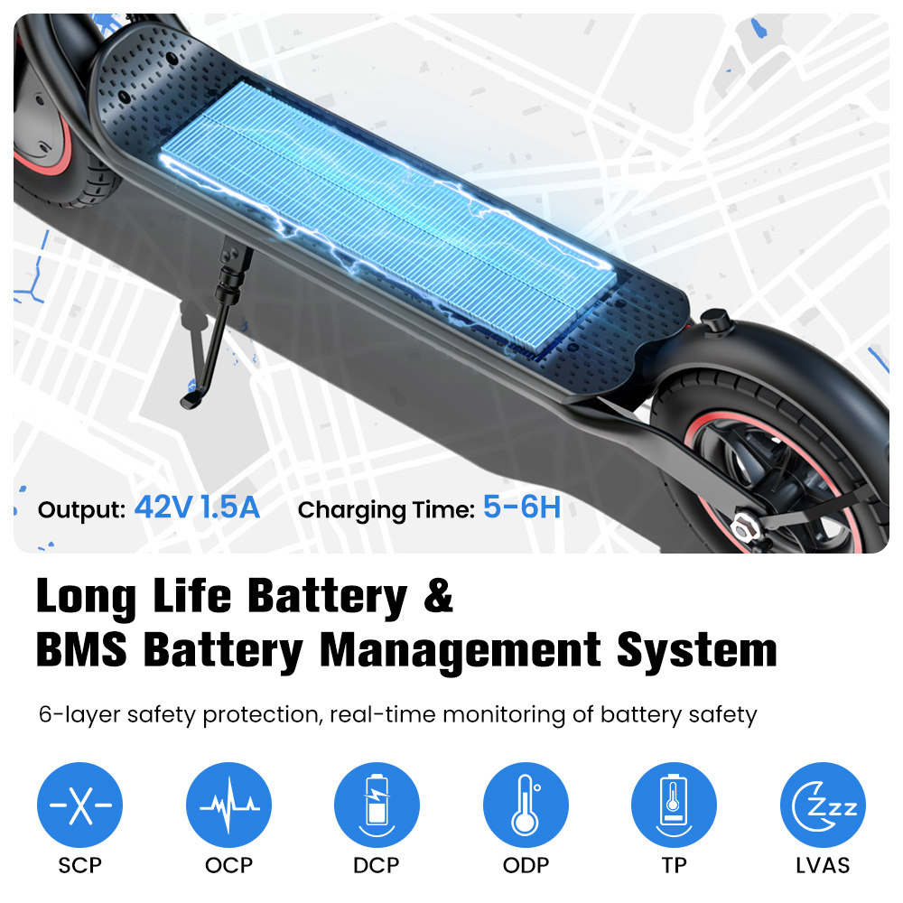 W6 Adult Electric Scooter 500W Motor 35km/h Max Speed 35km Long Range 10.5Ah, 10" Pneumatic Tire, Foldable Urban Commuter E-Scooter with Dual Bra