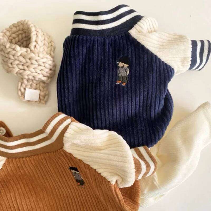 Cute Embroidered Baseball Jackets Dog For Small Medium Cat Teddy Coat Puppy Spring Clothes Warm Fashion Pet Outfit XJ251225