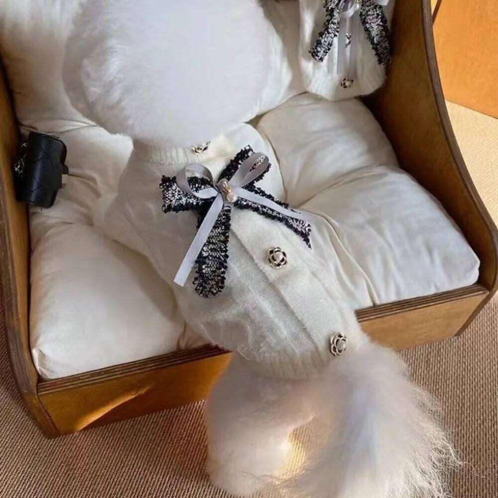 Classic Winter Turtleneck Soft Warmer Clothes Bow Base Sweater Pet Knit Teddy Bear Yorkshire For Small Dog XJ251225