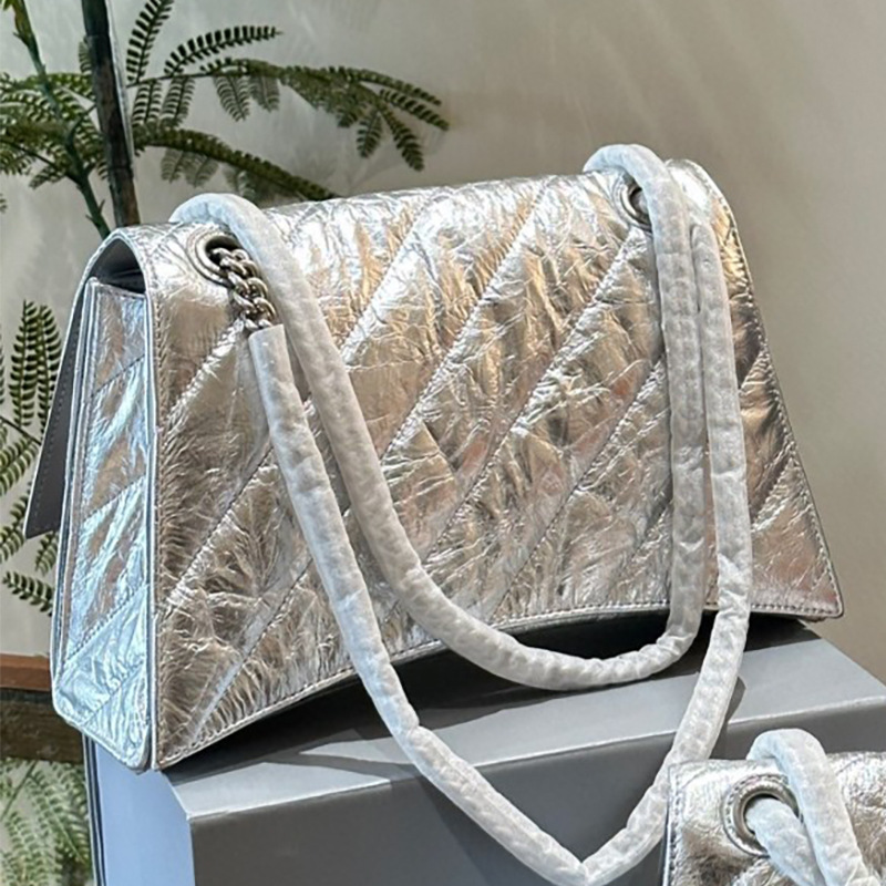 2026 Top High Quality New Arrival Designer Style Hourglass Bag Women's Waxed Leather Chain Underarm Bag Light Luxury Casual Top Handle Shoulder Crossbody Bag
