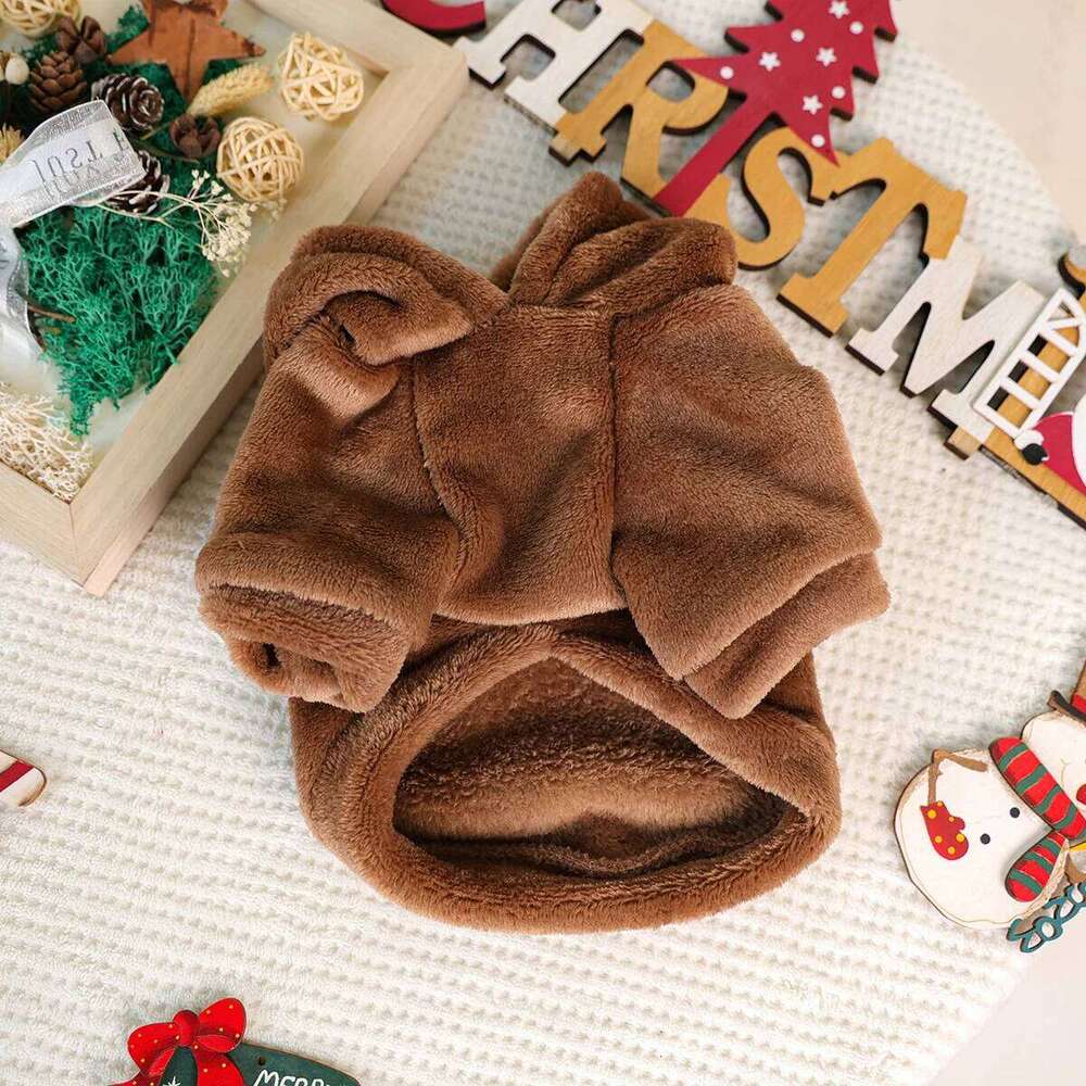 1Pc Pet Clothes Cute with Three-dimensional Elk Horn Cat Dog Christmas Clothing Autumn and Winter Fleece Hoodie XJ251225