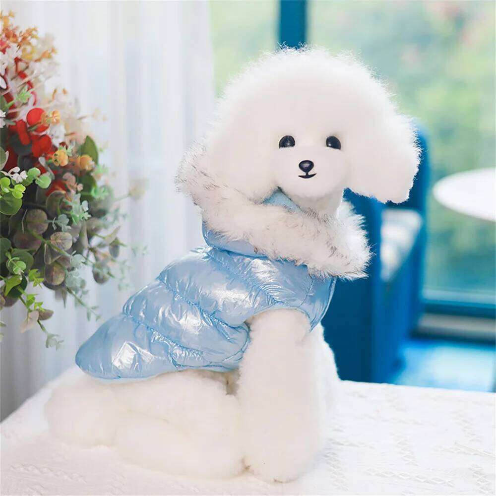 Fashion Winter Dog Down Jacket Warm Fleece Pet Coat for small Dogs Yorkshire Shih Tzu Luxury Fur Collar Puppy Clothes Outfits XJ251225