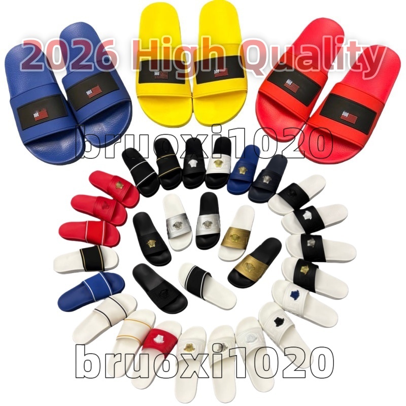 With Box Designer Slides Sandals Women Men Summer Sliders Designer Slipper Loafer Flat Heel Mule Retro Slide Polo Flip Flops Leather Sand Classic Polo Beach Slippers