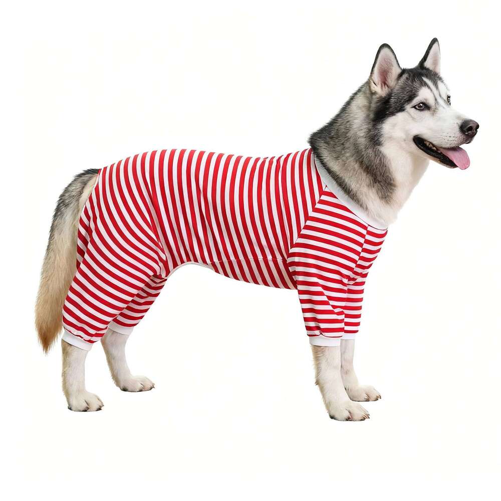 Pajamas for Small Medium Large Dogs Pitbull, Cotton Stripe Onesie Dog Suit Bodysuit Pjs Puppy Jumpsuit Pet Christmas Clothes XJ251225